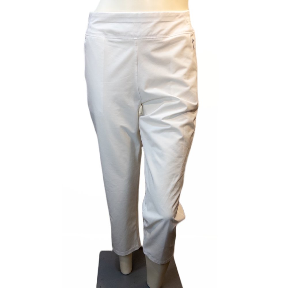 Chicos Womens Size 1 (US 8) Xenergy Pant White Ankle Cropped Pull On Slimming